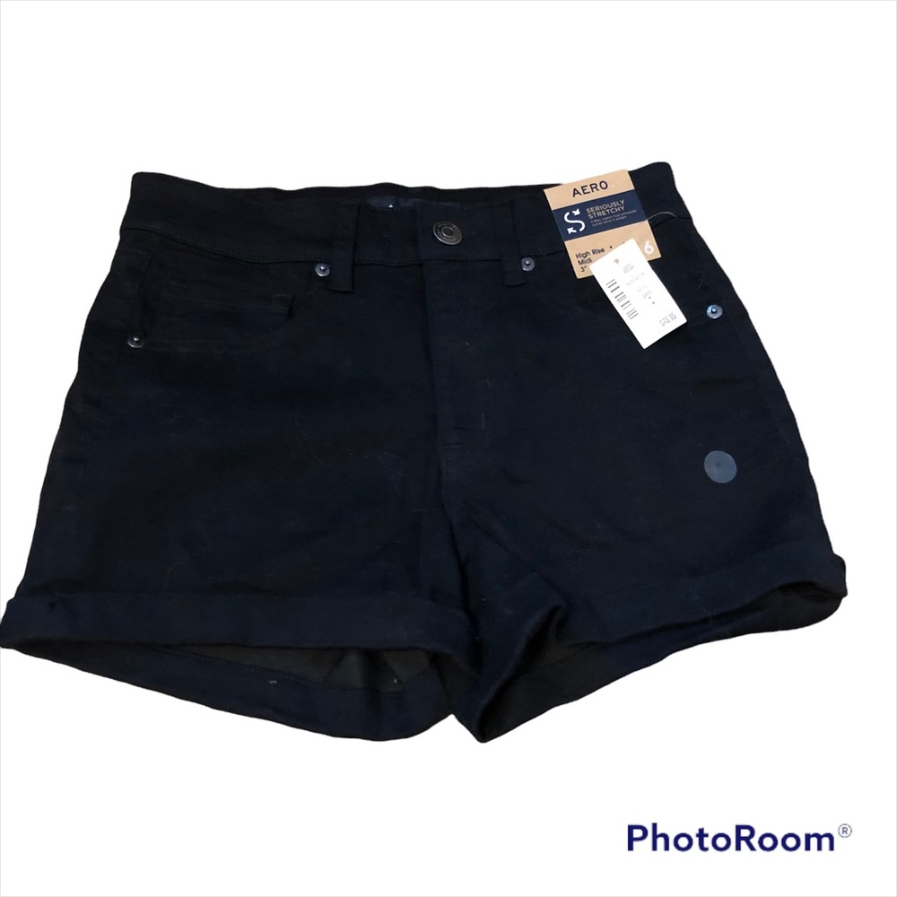 Aeropostale Black High Rise Midi Shorts Size 6 New